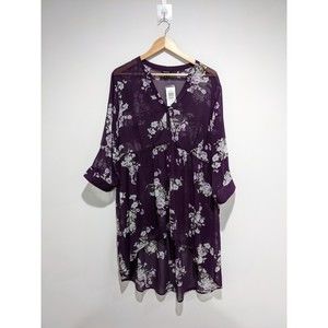 Torrid Purple Floral Sheer Tunic Size 2